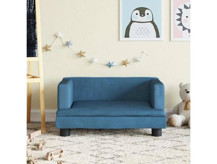 KGTKGTYER Kindersofa Blau Samt Minisofa Kiefernholz 60x40x30 cm Dick gepolsterter Schaumstoff, Robustes Design, Kinderzimmer Möbel