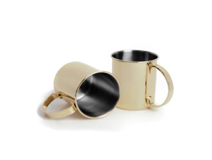ECHTWERK Set de 2 gobelets en cuivre\, verres incassables en acier inoxydable\, set de cocktail\, verres à cocktail parfaits pour le gin\, la bière et les boissons froides\, édition or\, 1000 ml