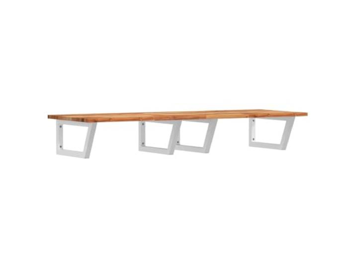 Heofavd Waschtischplatte Akazie 140x50 cm Wand Regal mit Stahlhalterung