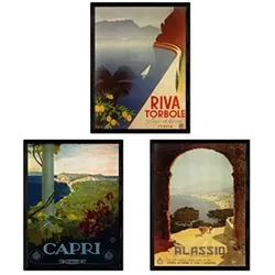 POSTER Set Mit 3 Vintage Italienische Blätter A3 Rahmenlos