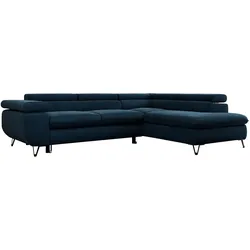 ECKSOFA PEDRO L Dunkelblau Velvet - Rechts Seite