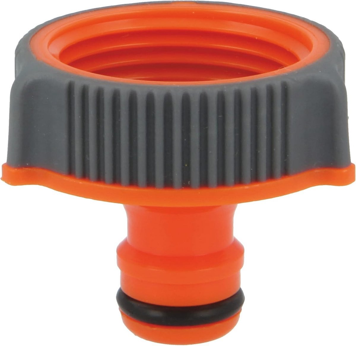 Adapter voor kraanaansluiting en waterslang, oranje en grijs, vorstbestendig en UV-bestendig