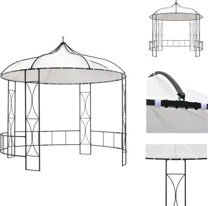 vidaXL Pavillon 300 x 290 cm Weiß Rund - Pavillons & Partyzelte