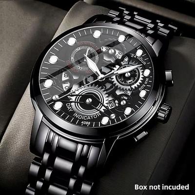 Neue multifunktionale Herrenuhr, luxuriöse Quarzuhr für Herren, im Dunkeln leuchtendes Display, skelettiertes Zifferblatt, präzise Zeitmessung, geeignet für den Alltag und Outdoor-Abenteuer, die