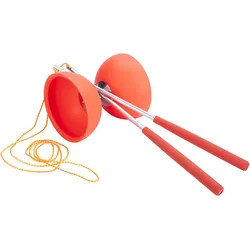 Engelhart Gummi-Diabolo mit Metallstäben - Fluorrot