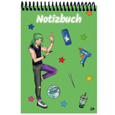A 4 Notizblock Manga Quinn, grün, kariert