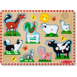 Melissa & Doug Sound-Puzzle Bauernhoftiere aus Holz mit Tiergeräuschen, 8 Teile, Lernspiel ab 2 Jahren