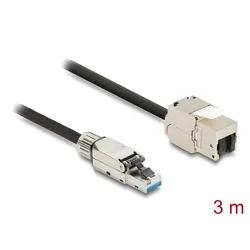 DELOCK Kabel RJ45 Stecker zu Keystone Modul RJ45 Buchse 3m