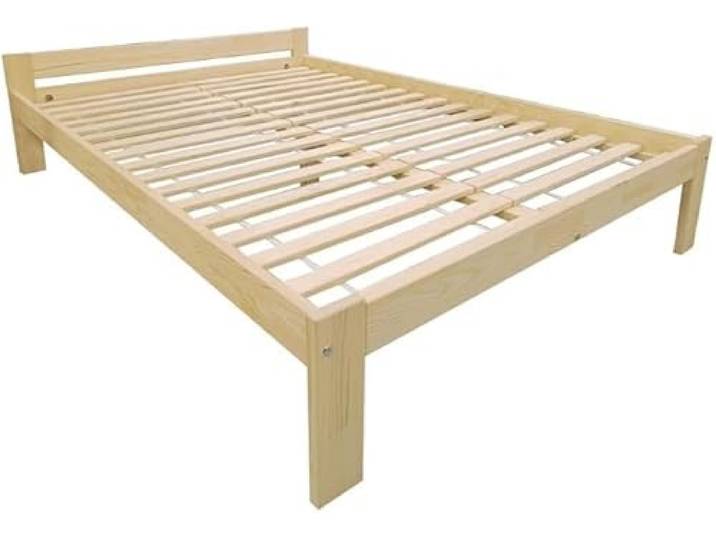 PROSBUD Bett 160x200 cm Mit Lattenrost Bettrahmen Bettgestell Unbehandeltes Kiefernholz Naturfarbe Malma