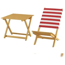 Erst-Holz Klappstuhl Strandstuhl Anglerstuhl Gartenstuhl Stuhl zum Zusammenstecken rot-weißem Bezug V-10-353
