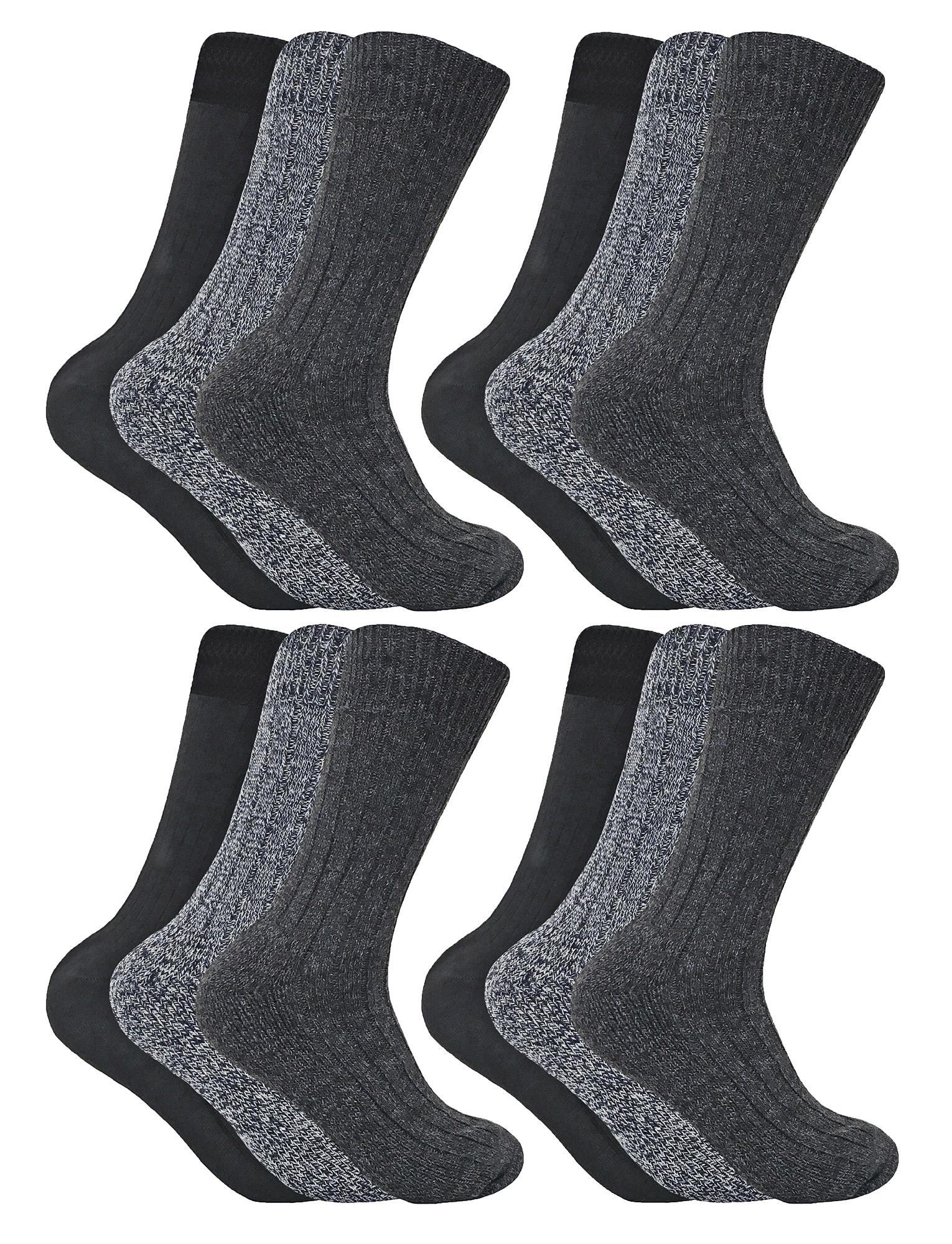 Socke Snob - 12 Paar Herren Wolle Boot Socken für Wandern - Grau