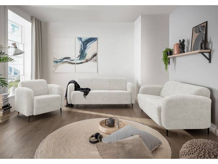 Polstergarnitur HOME AFFAIRE Marone bequem, zeitlos & elegant , weiss (weiß, weiß), H:76cm T:90cm, 100% Polyester, Sitzmöbel-Sets, Polstergarnitur, auch einzeln erhältlich