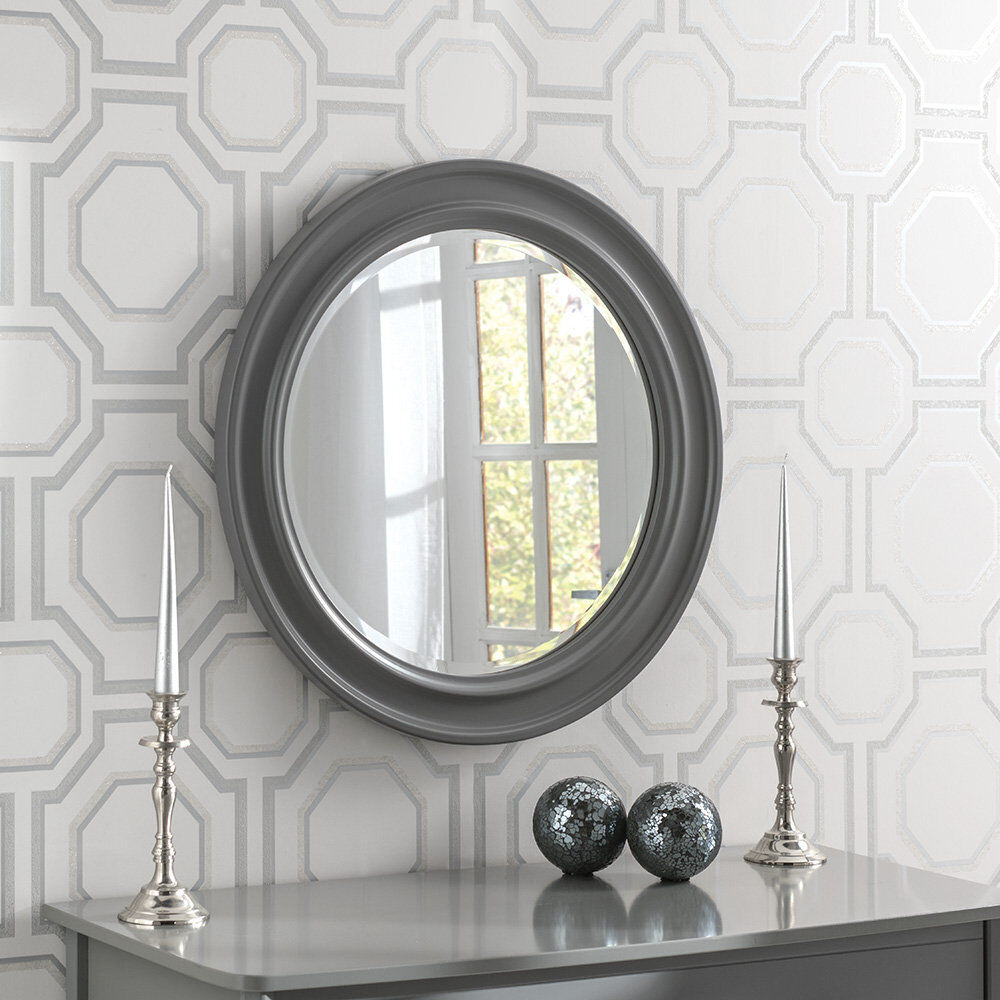 Canora Grey Pressley Round Mirror with Hooks Dark Grey 64cm H X 64cm W X 3cm D