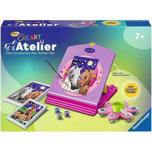 Ravensburger 28507 Malen-nach-Zahlen CreArt Atelier, ab 7 Jahre, Pferde, mit Maltisch & Rahmen, 13 x 18 cm