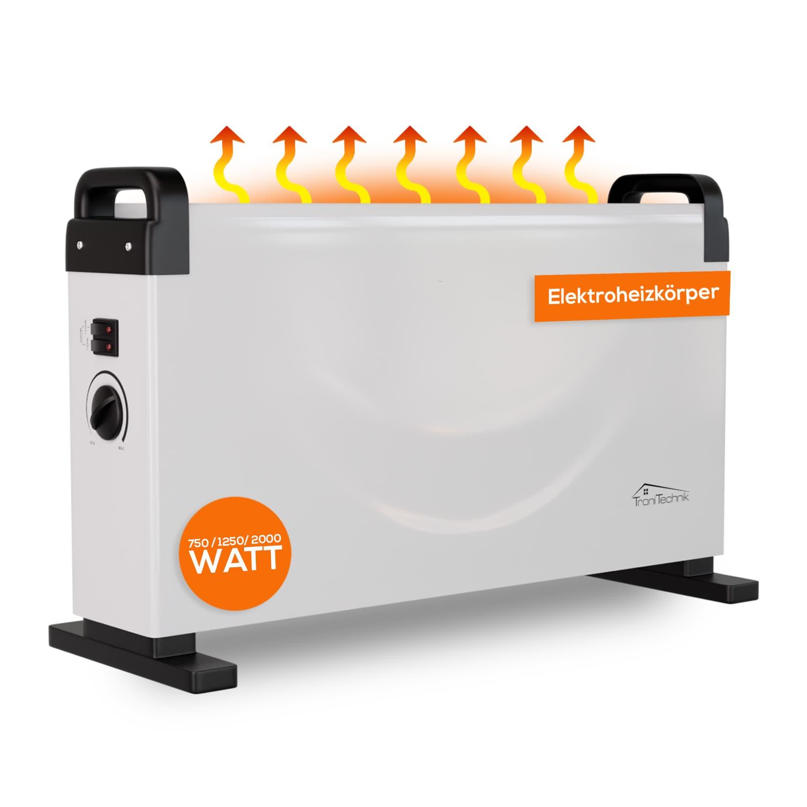 TroniTechnik® TT-KH-101 Heizgerät Konvektor Radiator Heizung stufenlose Thermosteuerung (750W / 1.250W / 2.000W)