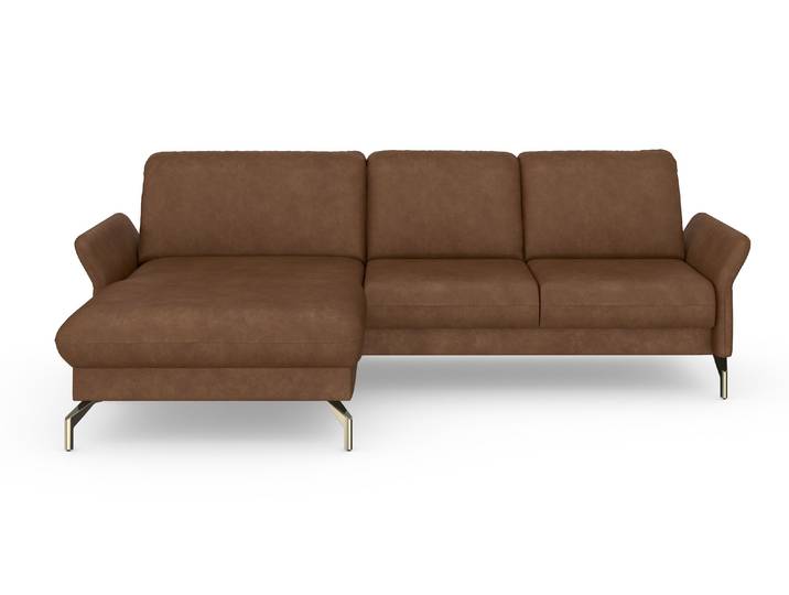 Ecksofa, 253x165 cm, Luxus-Microfaser, Cognac, Recamiere Links, Sit&More