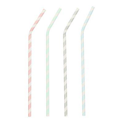 Trinkhalme Papstar Stripes, Einweg, L 220 x Ø 6 mm, flexibel bieg- & knickbar, aus FSC®-zertifiziertem Papier, farbsortiert, 100 Stück