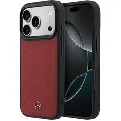 Mercedes Case Leather Mesh with Bow Line MagSafe for iPhone 17 Pro red (Apple iPhone 17 Pro), Smartphone Hülle, Rot