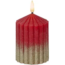 Liv Echtwachs gerillt mit Rillen 7x10cm Timer rot gold Weihnachten