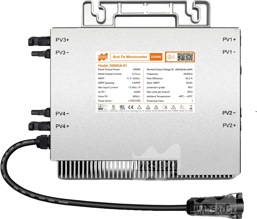 Mikroinverter, 2000W Ausgangsleistung, Eingebaute WiFi-Funktion, 2000W, AC 230V, DC 22-50V