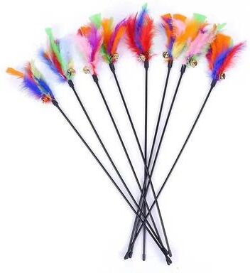 Inspired Finds Interactive Cat Teaser Wand Toy Feather & Bell Chase Stick For Fun Exercise And Bonding 5pcs
