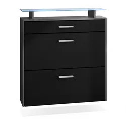 SCHUHSCHRANK Malea Fronten in Schwarz matt