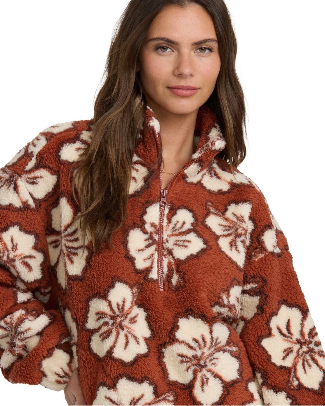 Sweatshirt BILLABONG "All The Time Sherpa", Damen, Gr. M, braun (sedona), Obermaterial: 100% Polyester., Sweatshirts Sweatshirt