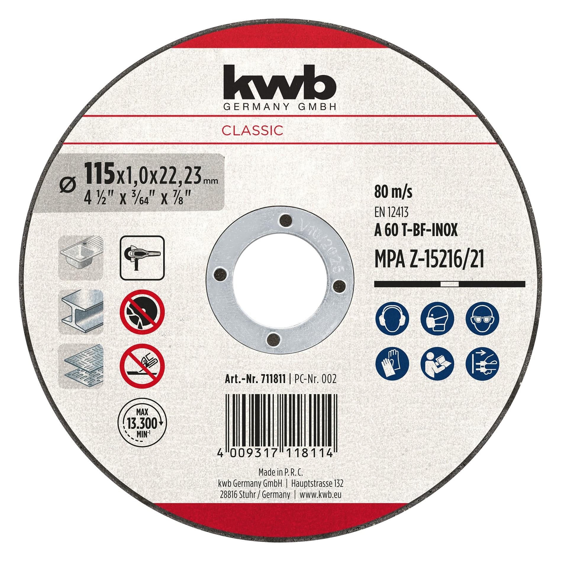 kwb 711811 Trennscheibe gerade 115 mm 1 St. Stahl (711811)