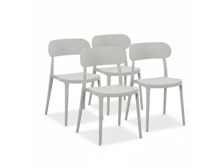 Lot de 4 chaises en polypropylène design classique et résistant monobloc pour jardin terrasse cuisine bar - MAGGIE - Gris