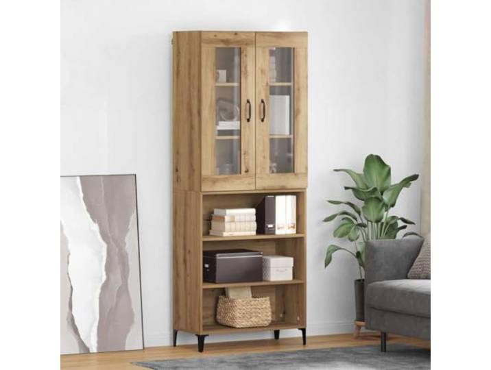 RJPLMFV Wandschrank Eiche 69,5 x 34 x 180 cm Holzwerkstoff, geräumige Aufbewahrung, modernes Design, Wandmontage, für Wohnzimmer