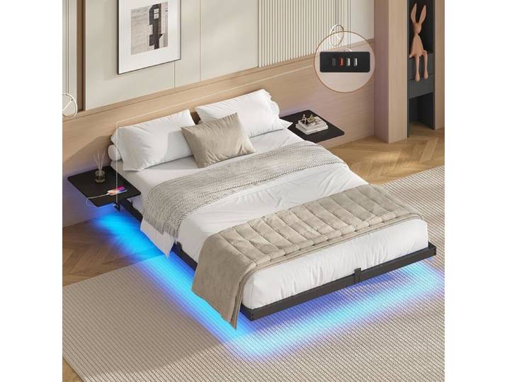Double Bed with 2 Shelves Bedside