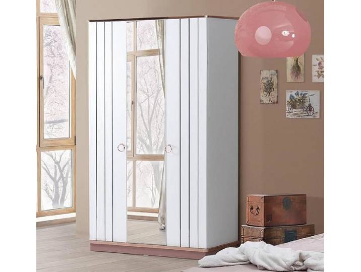 Xlmoebel Kleiderschrank Weißer Schrank mit Spiegel und modernen Akzenten (Kleiderschrank) Hergestellt in Europa