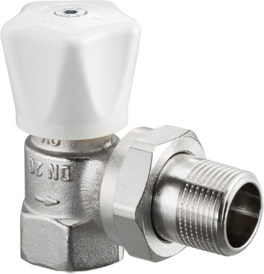 Oventrop Baureihe HRV Handregulierventil 1194504 1/2", Eck, verkürzt, Messing vernickelt