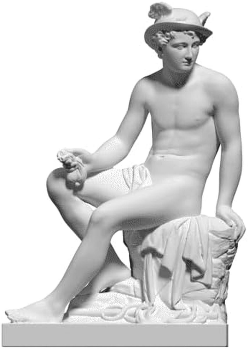 Handgemaakt Albast Romeinse God Beeld Mercurius Sculptuur Wit - Hoogte: 17,5 cm