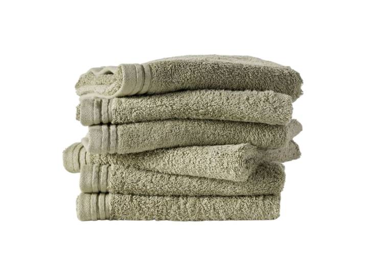 Lot de 6 serviettes de toilette coton uni 50x80cm vert