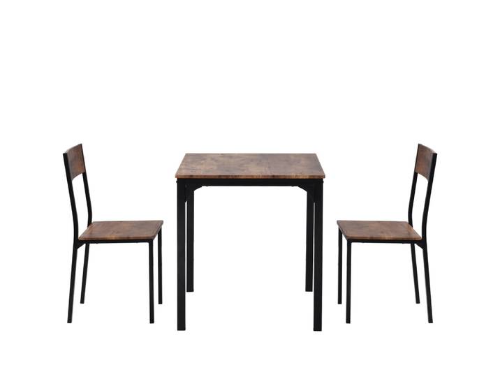 Ensemble table et 2 chaises de indus marron vintage