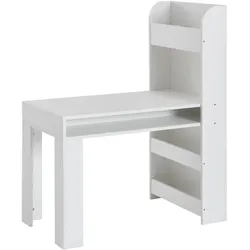 KINDERSCHREIBTISCH – Weiß, 90x50x110 cm, mit Regal, schmal, Stauraum, für Kinderzimmer