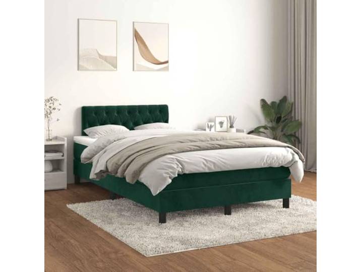 RJPLMFV Bettgestell, Matratze, Velours, Dunkelgrün, 120 x 200 cm Verstellbarer Kopf, Taschenfedern, feste Unterstützung, weicher Matratzenschoner