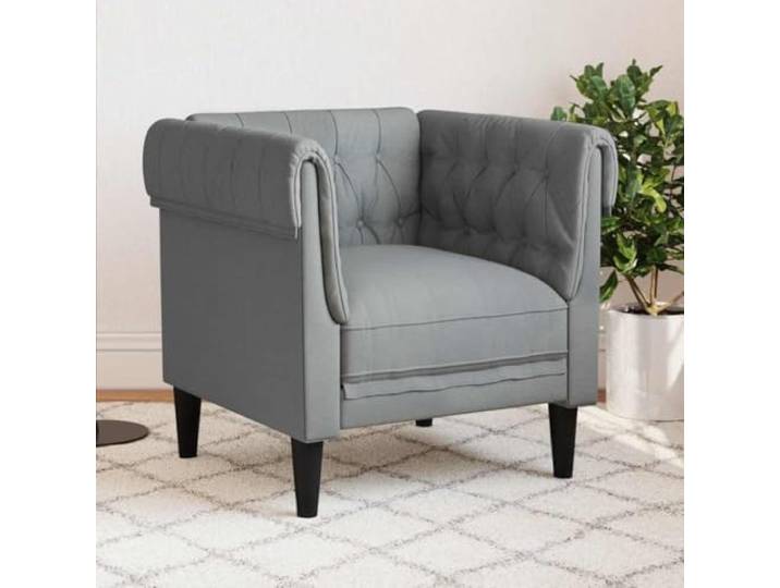 HEFZGDB Chesterfield-Sessel Hellgrau Stoff Polsterstuhl mit gepolsterten Armlehnen und Rückenlehne für Wohnzimmer Sofa Sitzmöbel Bequem Langlebig Atmungsaktiv Strapazierfähig