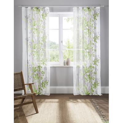 Gardine OTTO HOME "Ina, 2er-Set, transparent, einseitig bedruckt" Gr. 1, grün, B:144cm H:145cm, Voile, Polyester, Gardinen, Gardine, transparent, 2-er Set, einseitig bedruckt, Voile