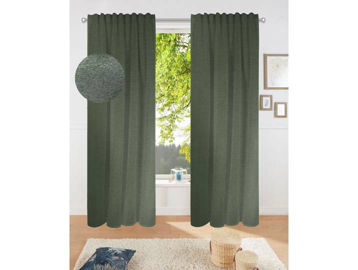 Verdunkelungsvorhang OTTO HOME Fleuriss Gr. 1, braun (olivgrün), B:135cm H:145cm, Polyester, Polyester, Gardinen, Verdunkelungsvorhang, Wohnzimmer,Schlafzimmer,Arbeitszimmer, Gewicht 280 g/m², beliebt