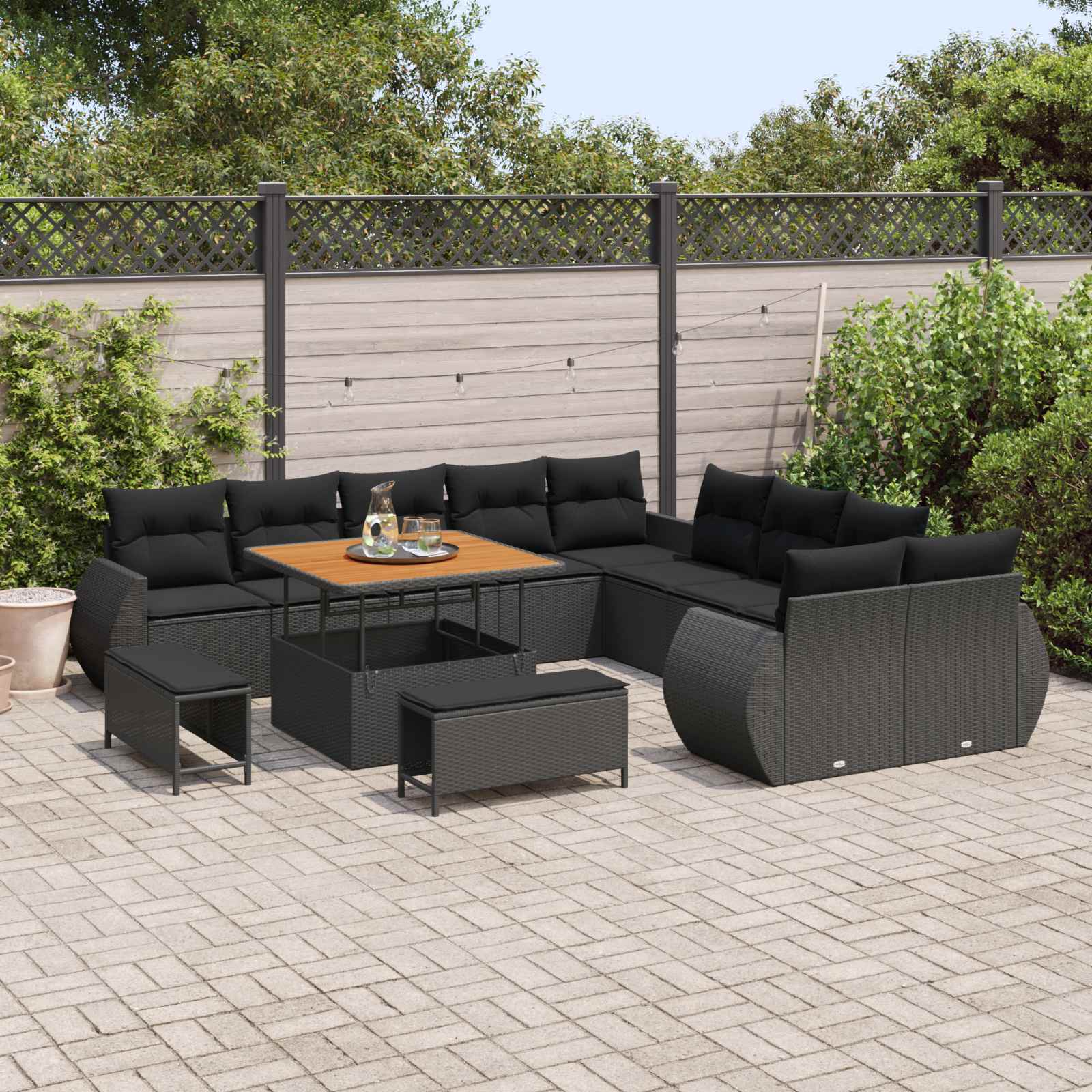 vidaXL Ensemble de canapé de jardin 13 pc 13 place Noir