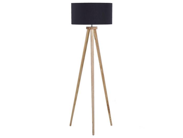 Beliani Stehleuchte Nitra 45/45/142 cm, Schwarz, Holz, E27, 45x142x45 cm, Lampen & Leuchten, Innenbeleuchtung, Stehlampen