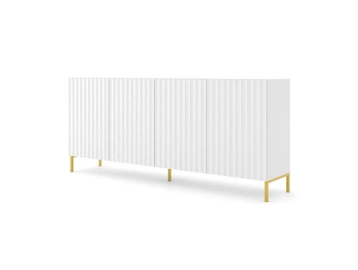 Commode - WAVE - 200 cm - 4 portes - Blanc Mat