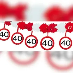 Folat 40. Geburtstag Verkehrsschild Girlande
