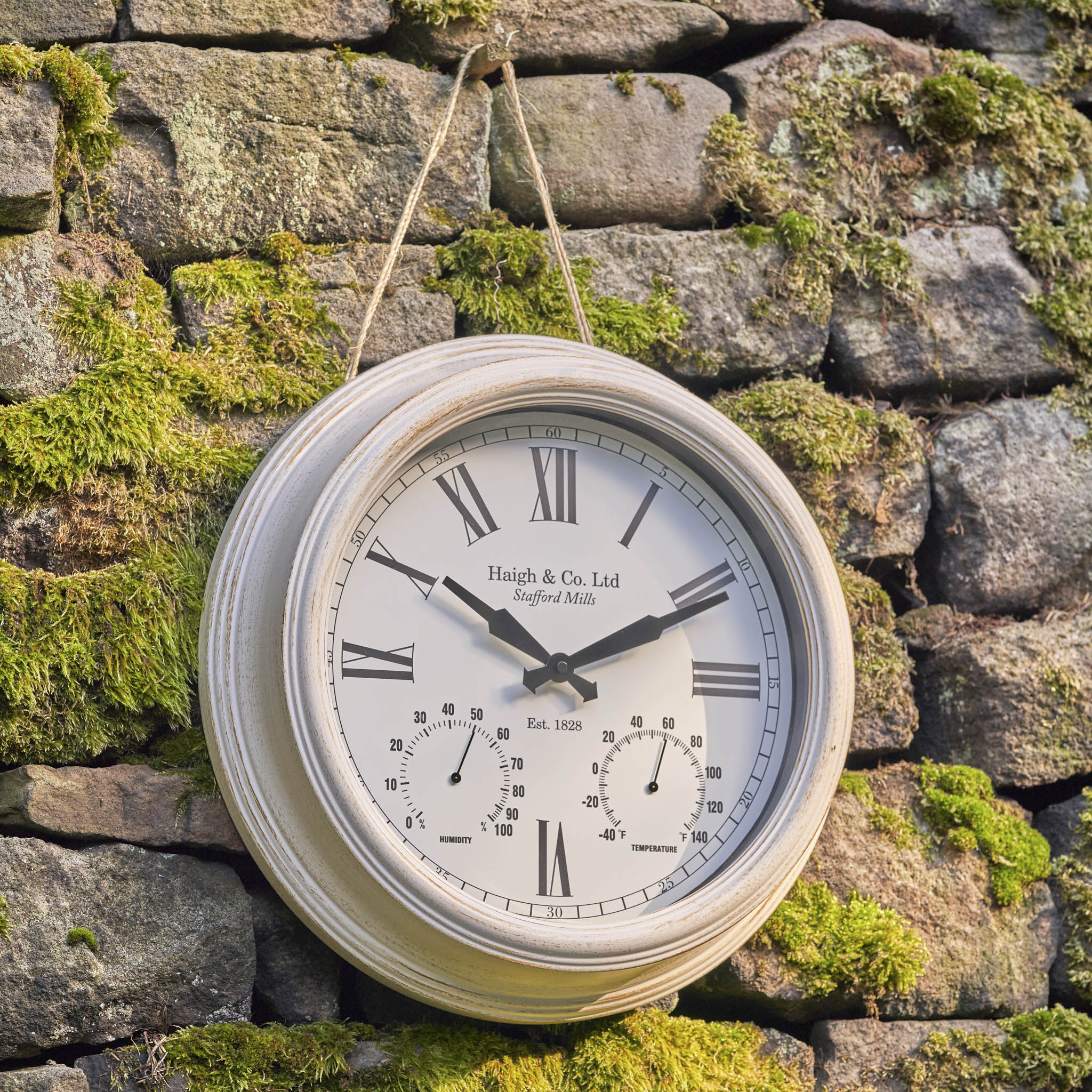 Pacific Lifestyle - Antique Effect Gold Brushed Cream Indoor Outdoor Wall Clock