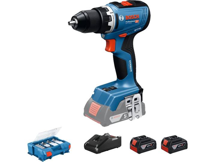 Perceuse-visseuse sans fil GSR 18V-65 - BOSCH - avec 2 batteries 4\,0Ah - chargeur - L-BOXX - 06019N3207