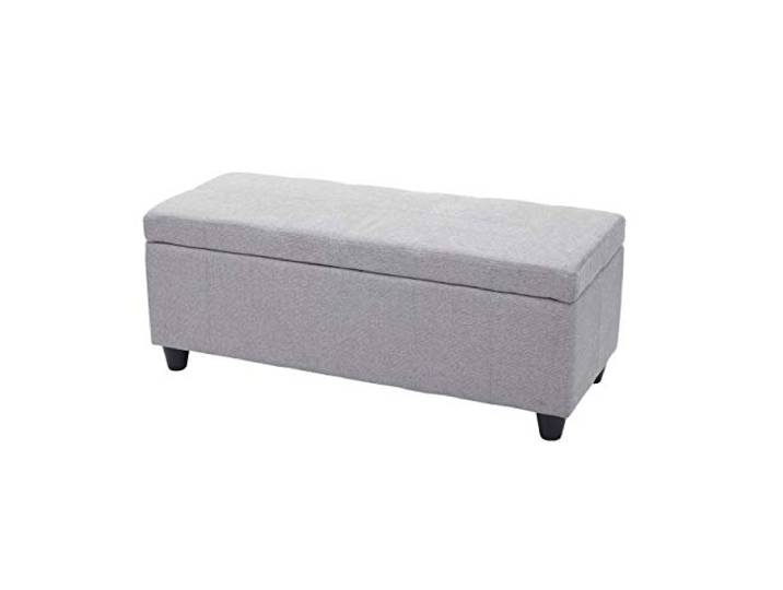 Berlinlodge Aufbewahrungs-Truhe Lars HxBxT 45x114x45cm Stoff/Textil Hellgrau Sitzbank Bank Stauraum groß platzsparend Wohnzimmer Kinderzimmer Schlafzimmer