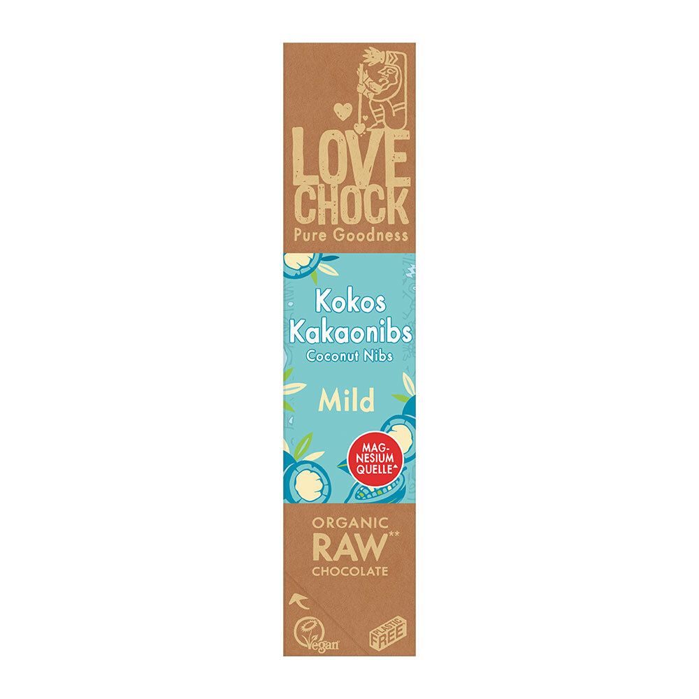Lovechock Bio rohe Schokolade Creamy, Kokos-Kakaonibs 40 g