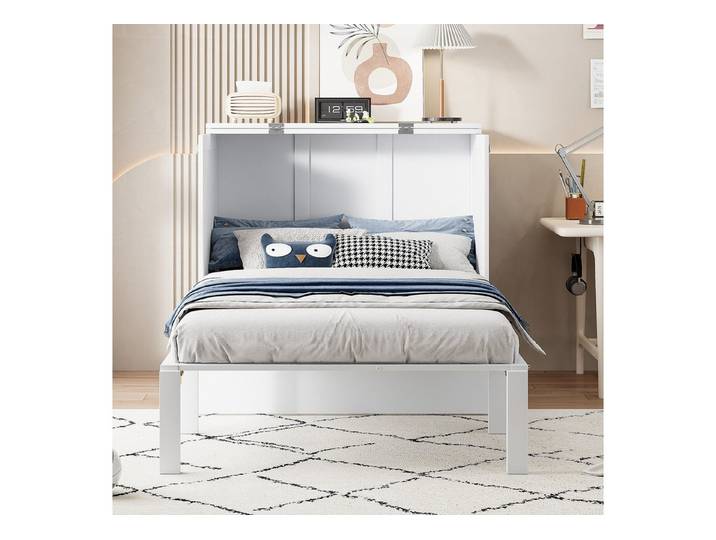 MODFU Funktionsbett Vertikales Klappbett (multifunktionales Klapp-Schrankbett mit Ablagefläche), ohne Matratze